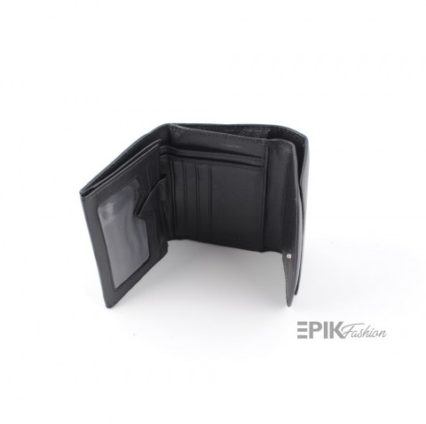 Черно малко дамско портмоне от естествена кожа 29019